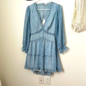 Spring/summer deep V ruffle dress